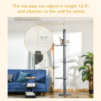 Floor-to-Ceiling Cat Tree Cat Climbing Tower with Sisal-Covered