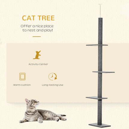 Floor-to-Ceiling Cat Tree Cat Climbing Tower with Sisal-Covered
