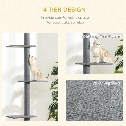 Floor-to-Ceiling Cat Tree Cat Climbing Tower with Sisal-Covered