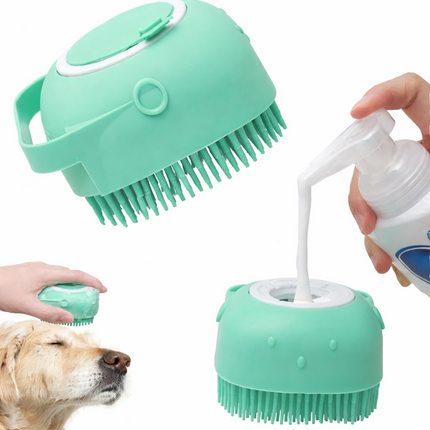 Silicone Pet Bath Massage Brush with Dispenser