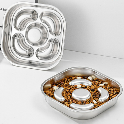 304 Stainless Steel Slow Feeding Dog Bowl, Non-Slip, Spill-Proof,